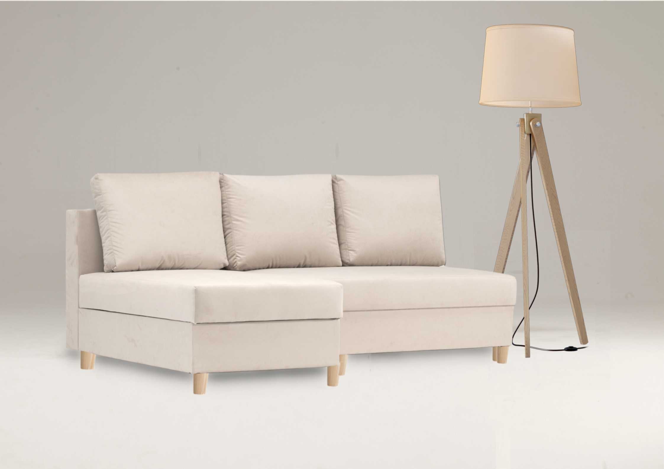 Beżowy narożnik skandynawski 